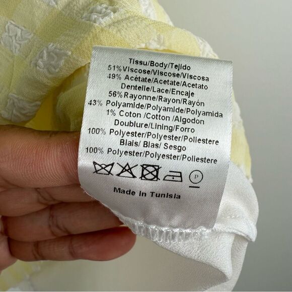Sandro Paris Light Yellow Gingham Lace Top Sandro Size 2 US Medium - Picture 8 of 8